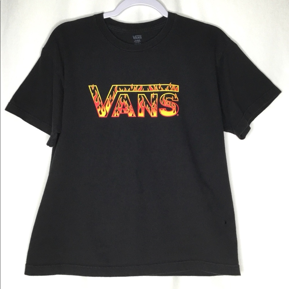 💎Vans Youth Black Spellout Logo Graphic Tee T-Shirt Size XL Skate